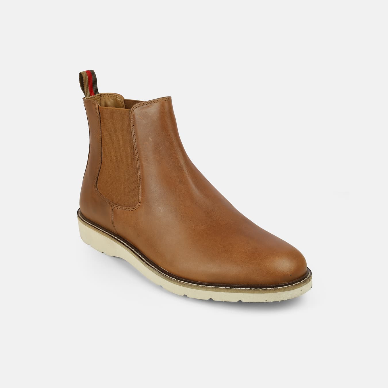 Men's Tan Casual Round Toe Leather Boots