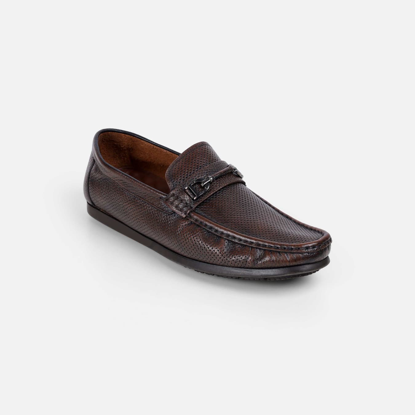 Men's Brown Casual Round Toe Leather Casual Shoes