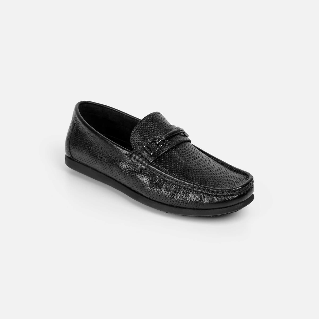 Men's Black Casual Round Toe Leather Casual Shoes