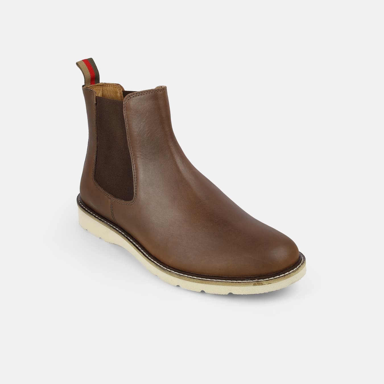 Men's Brown Casual Round Toe Leather Boots
