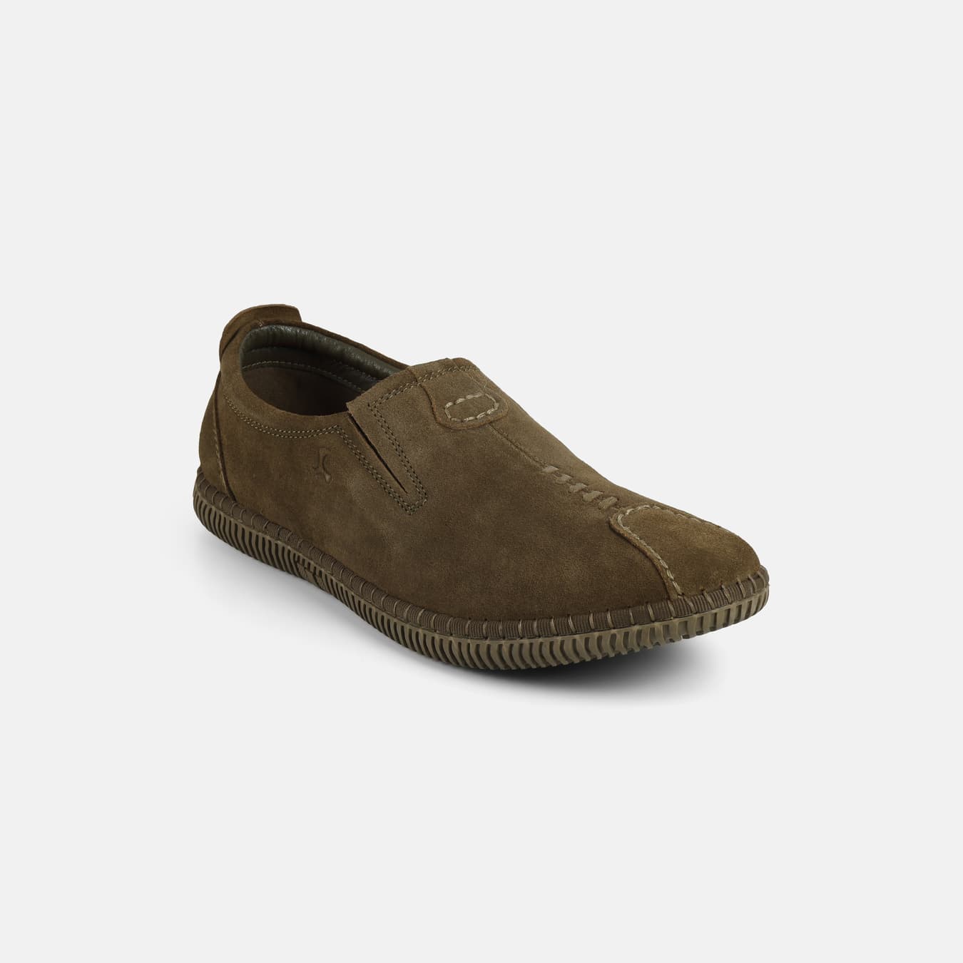Men's Green Casual Round Toe Leather Casual Shoes