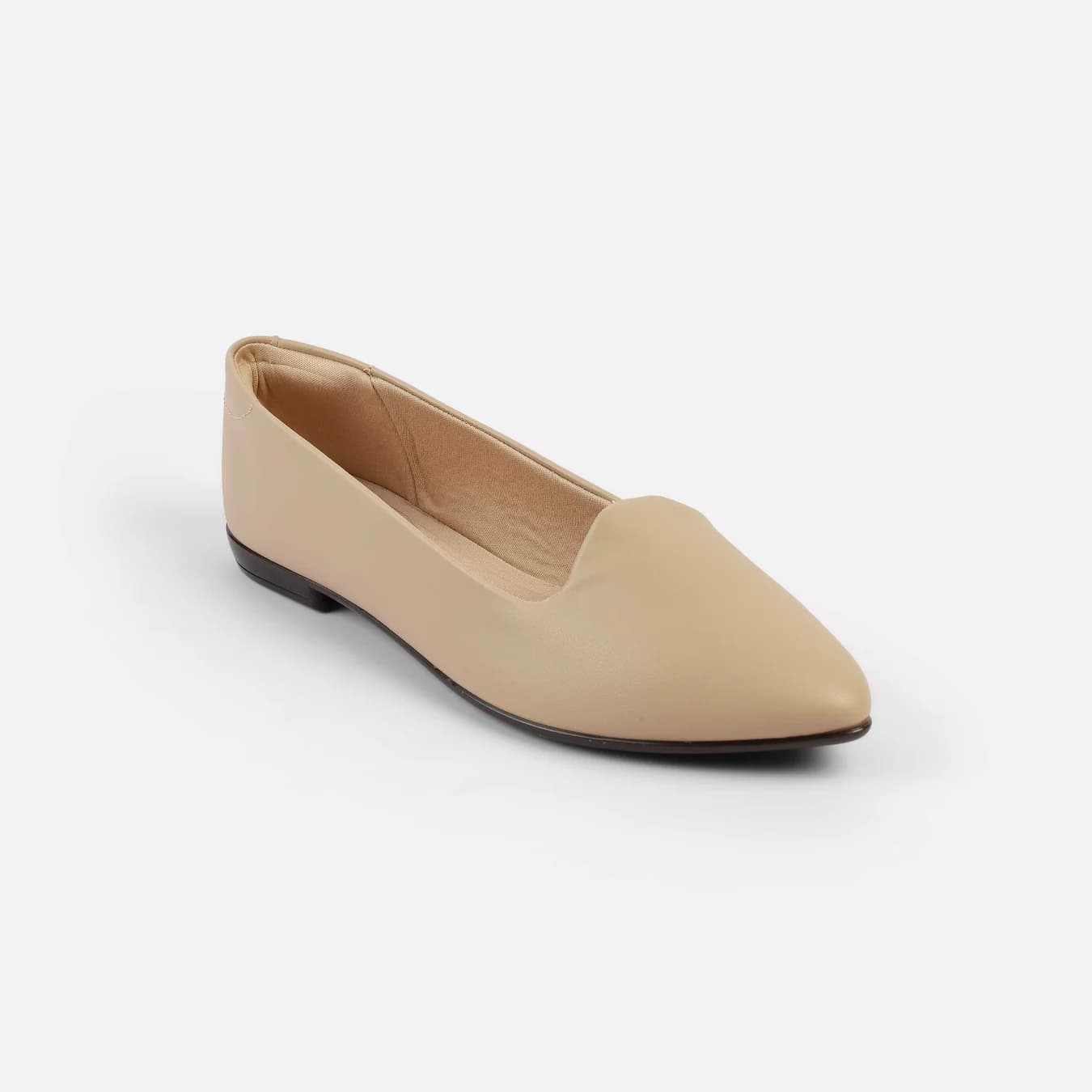 Women's Beige Formal Round Toe Synthetic Flats