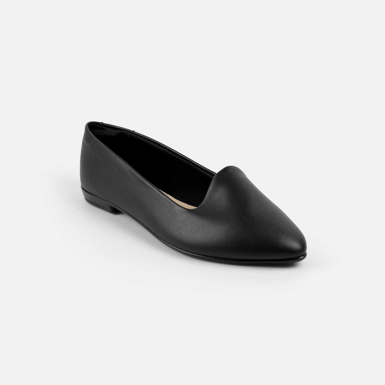 Women's Black Formal Round Toe Synthetic Flats