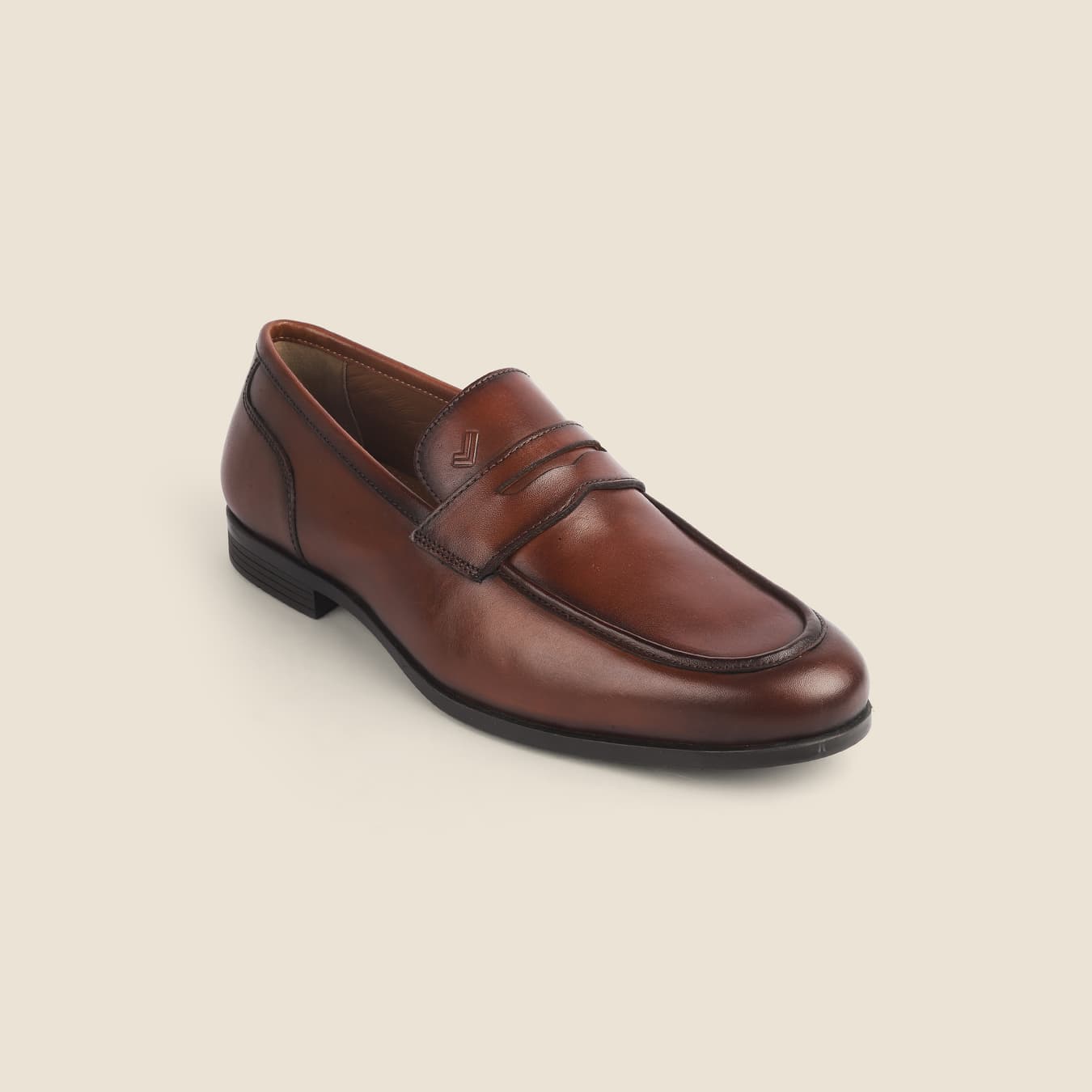 Men's Tan Formal Almond Toe Leather Formal Shoes