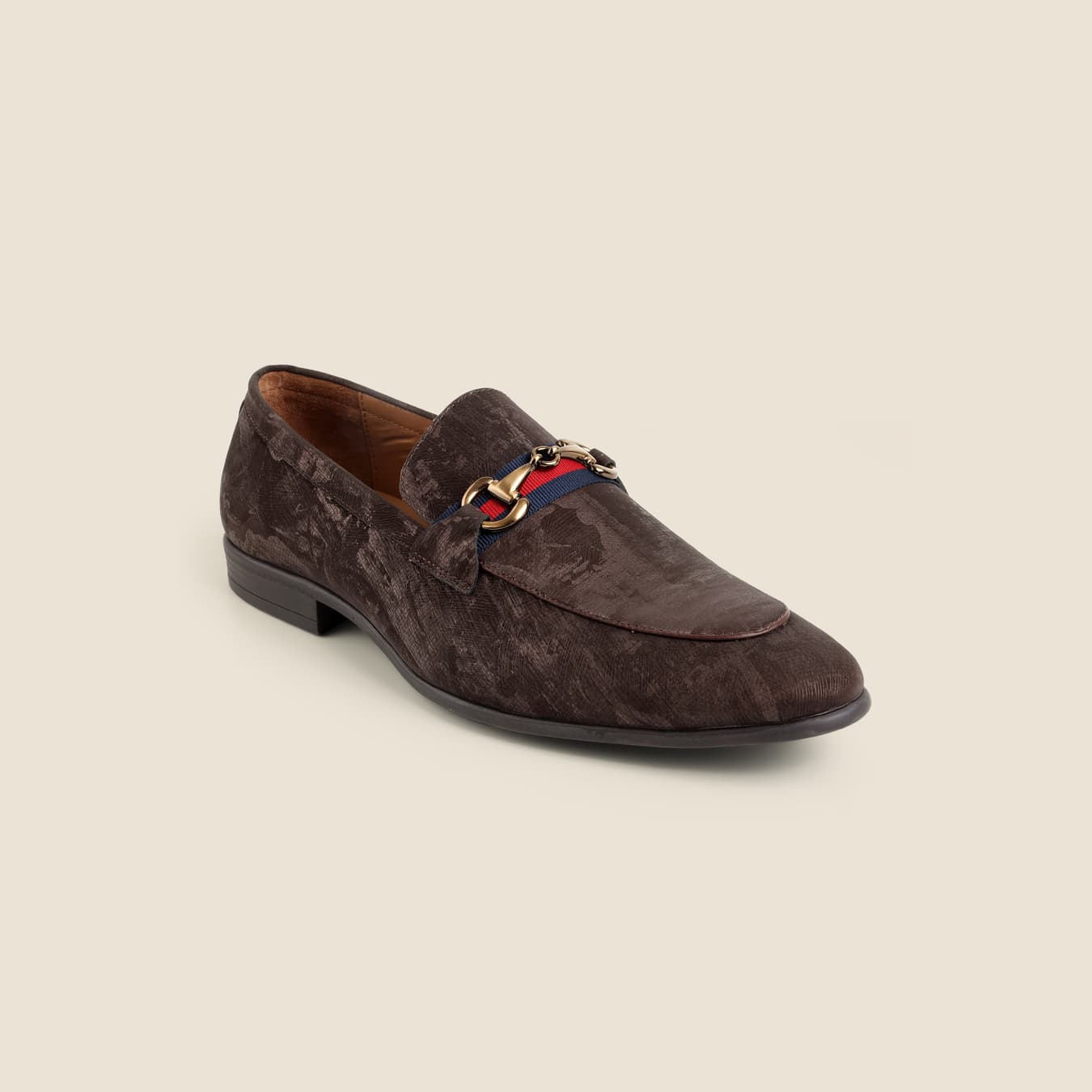 Men's Brown Formal Almond Toe Leather Formal Shoes