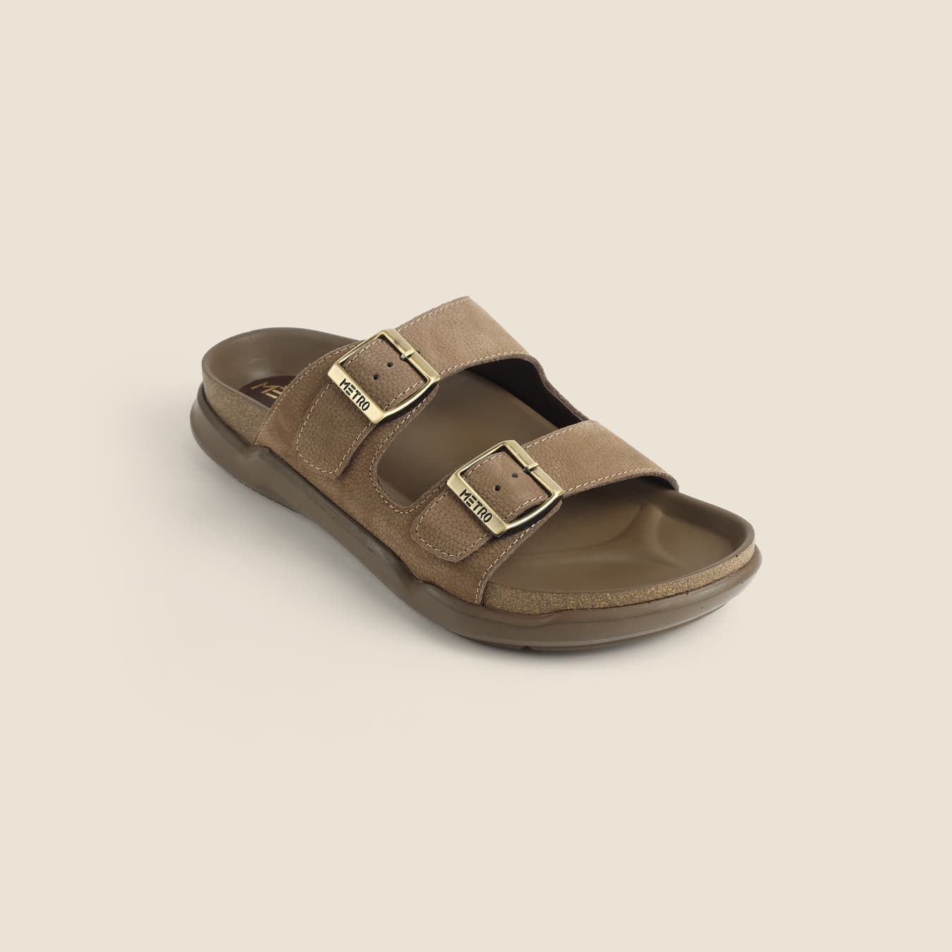 Men's Blue Casual Round Toe Leather Sandals