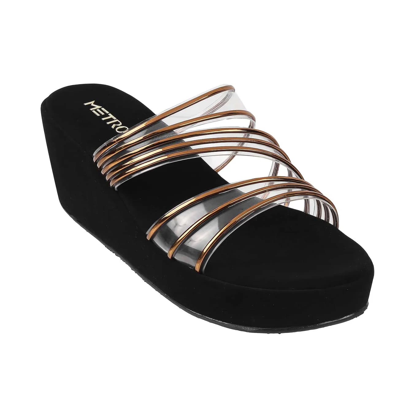 Women's Gold Casual Round Toe Synthetic Sandals
