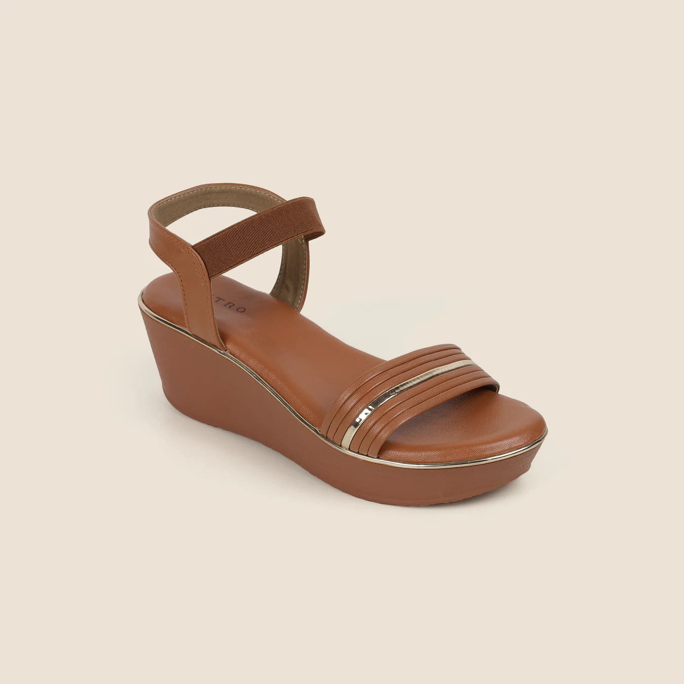 Women's Tan Casual Round Toe Synthetic Sandals