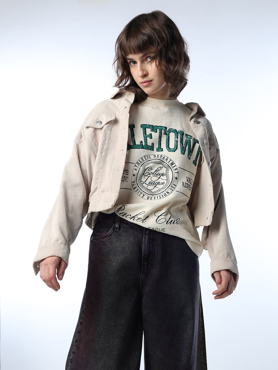 Women's Cream Casual Typography Half Sleeves Tshirt