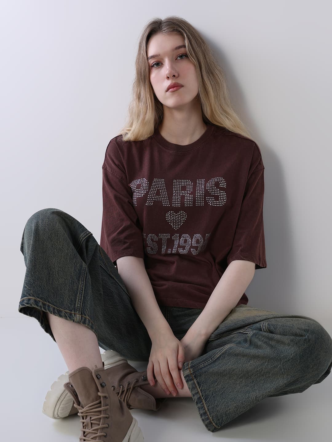 Women's Brown Casual Typography Half Sleeves Tshirt