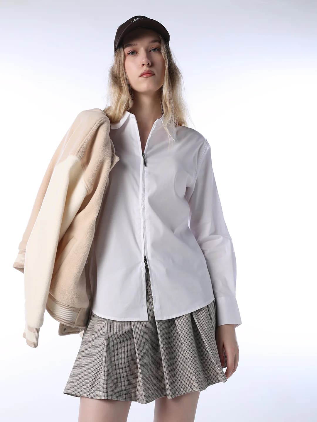 Women's White Casual Solid Full Sleeves Shirt
