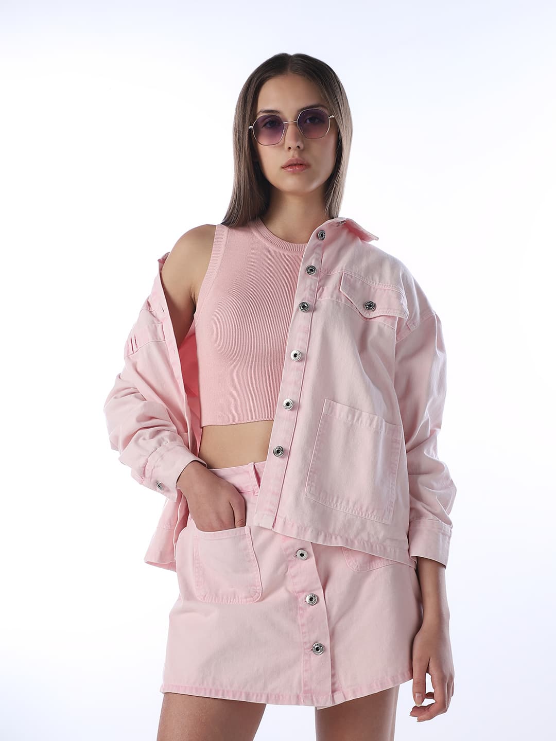 Women's Pink Casual Solid Sleeveless Top