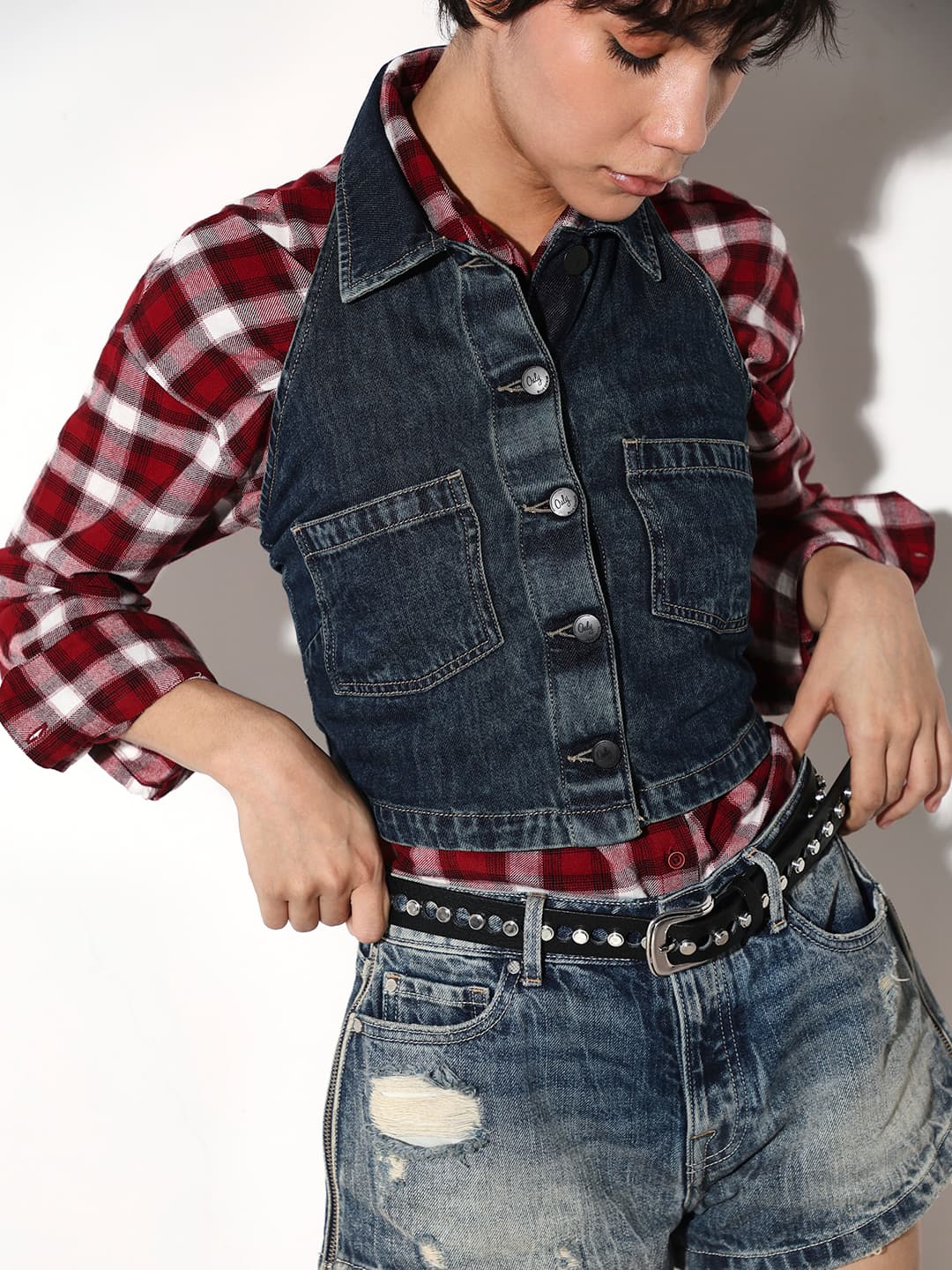 Women's Blue Casual Solid Sleeveless Top