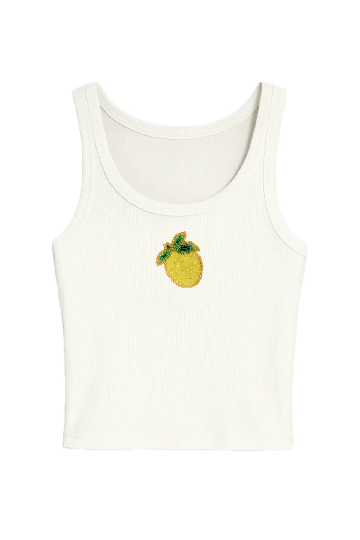 Women's White Casual Solid Embroidered Sleeveless Top