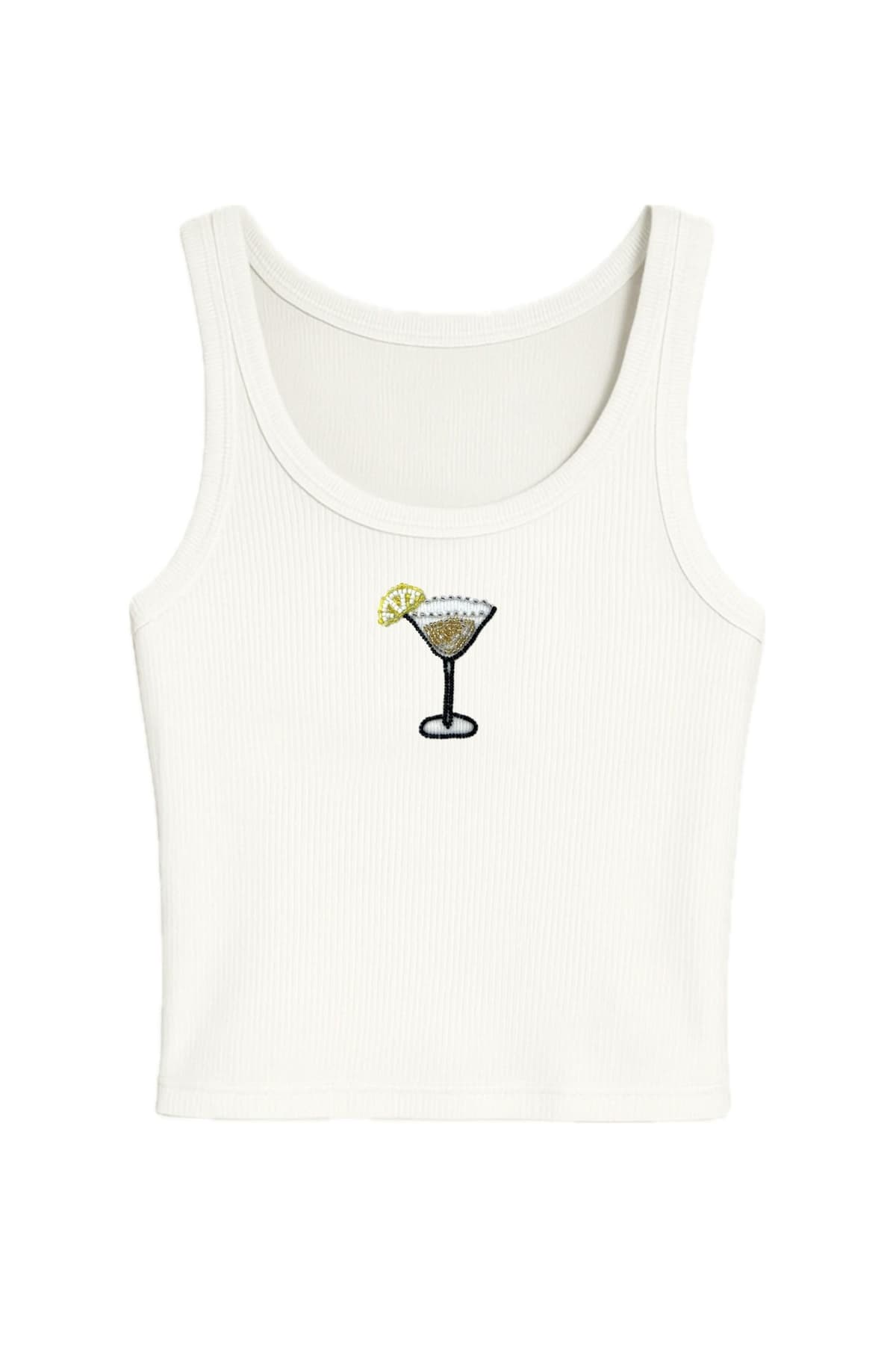 Women's White Casual Solid Embroidered Sleeveless Top