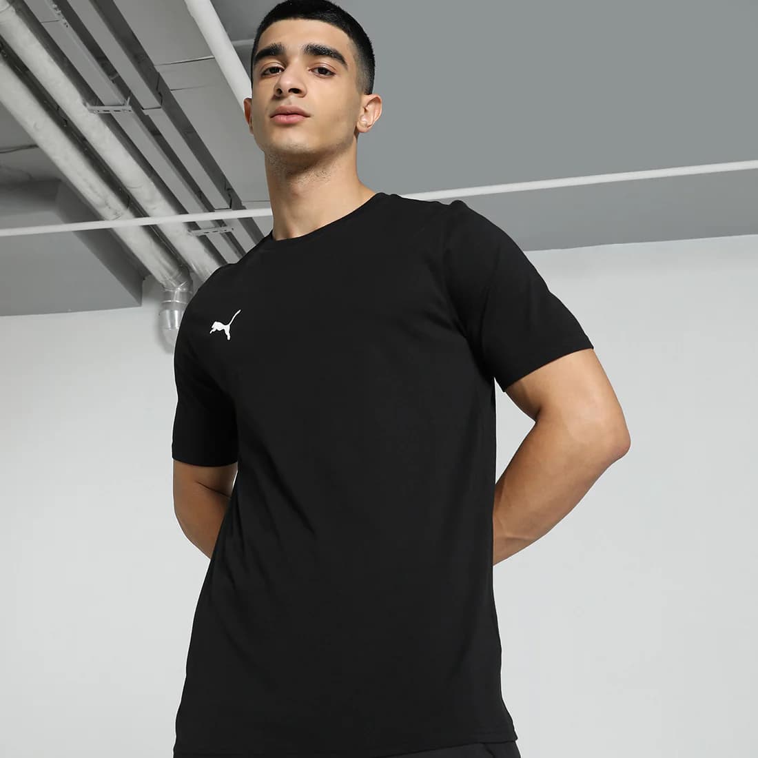 Men's Black Casual Teamgoal Football Tshirt