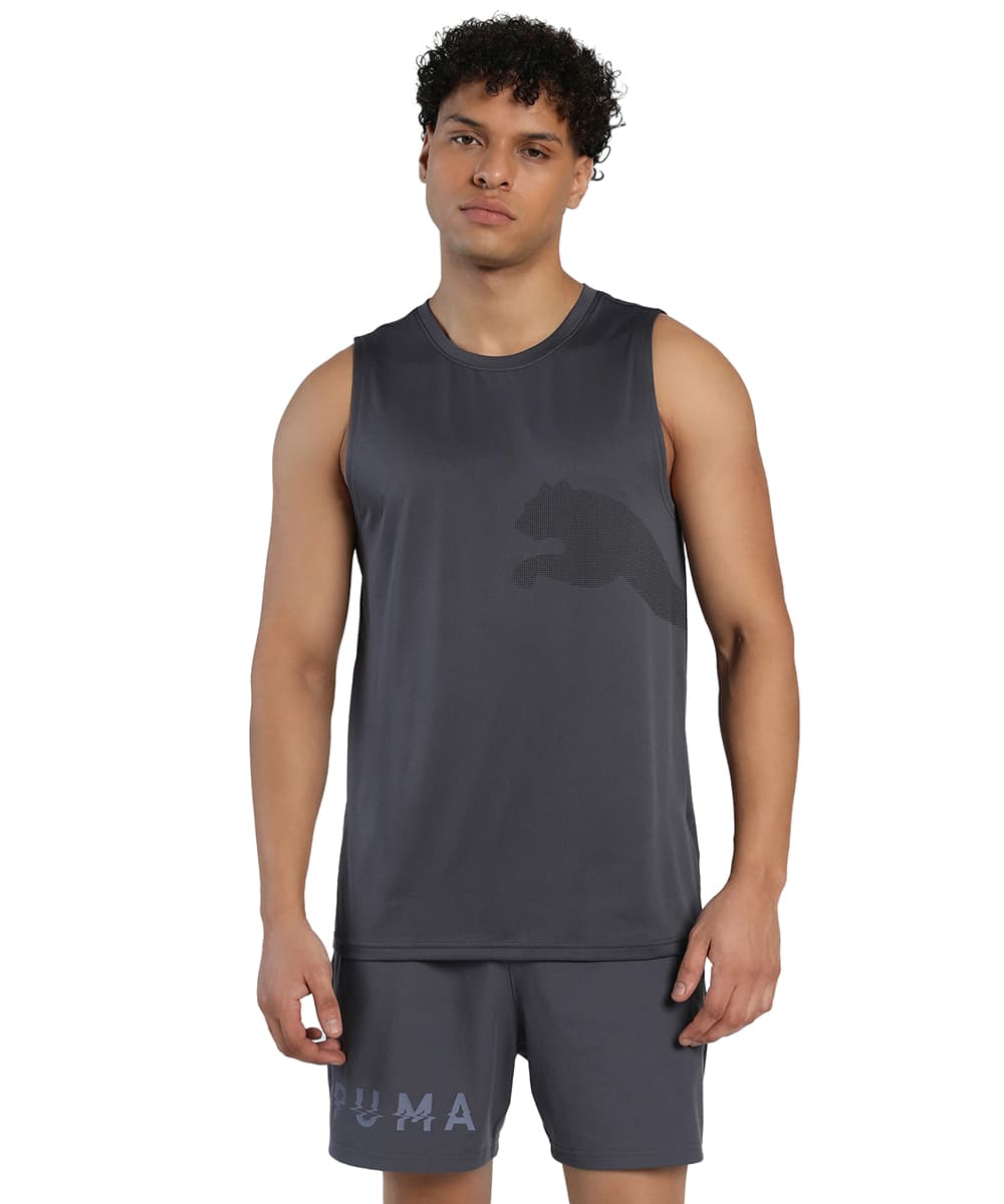 Men's Grey Casual Train All Day Big Logo Training Tank