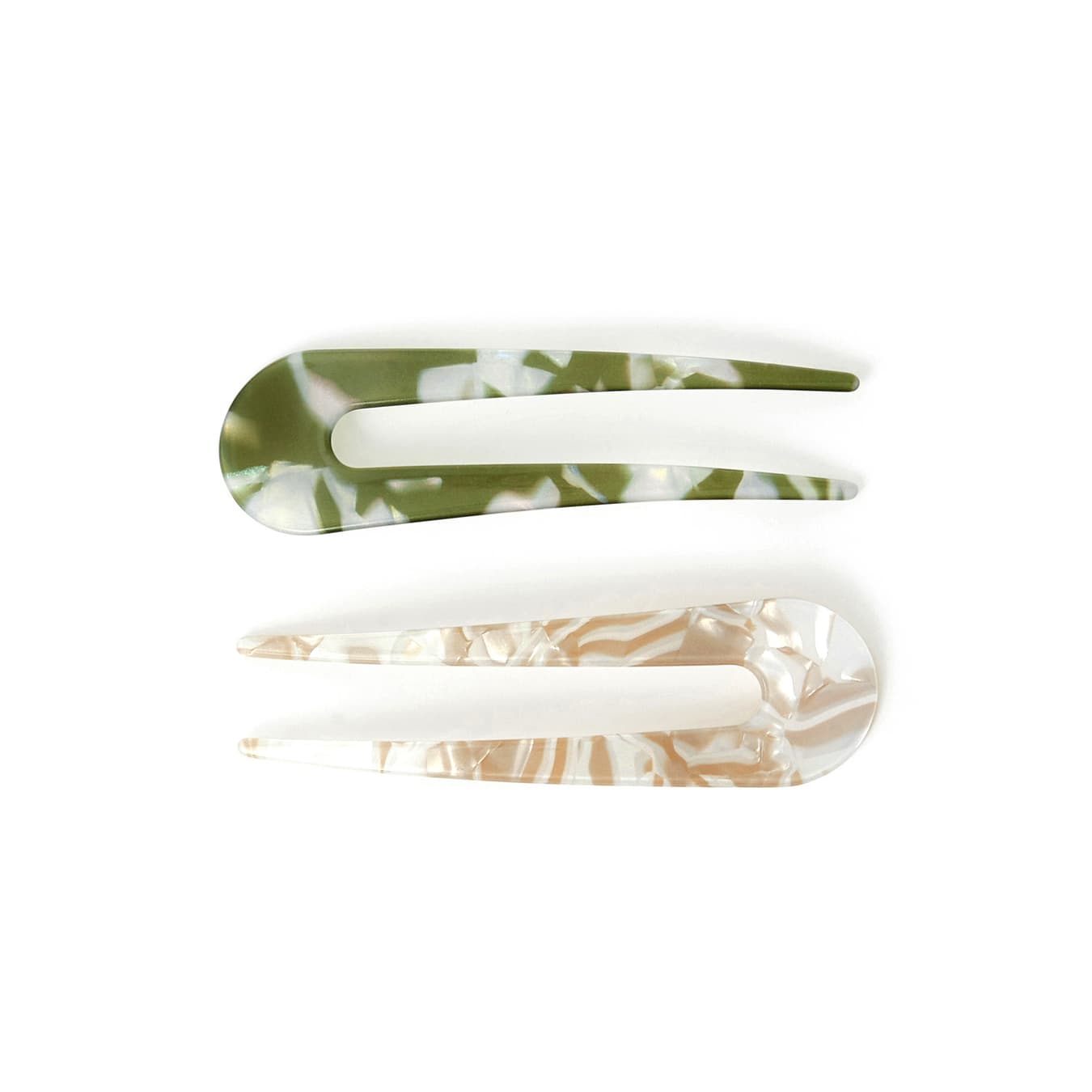 Women's Multicolor Resin French Hair Pin Set of 2