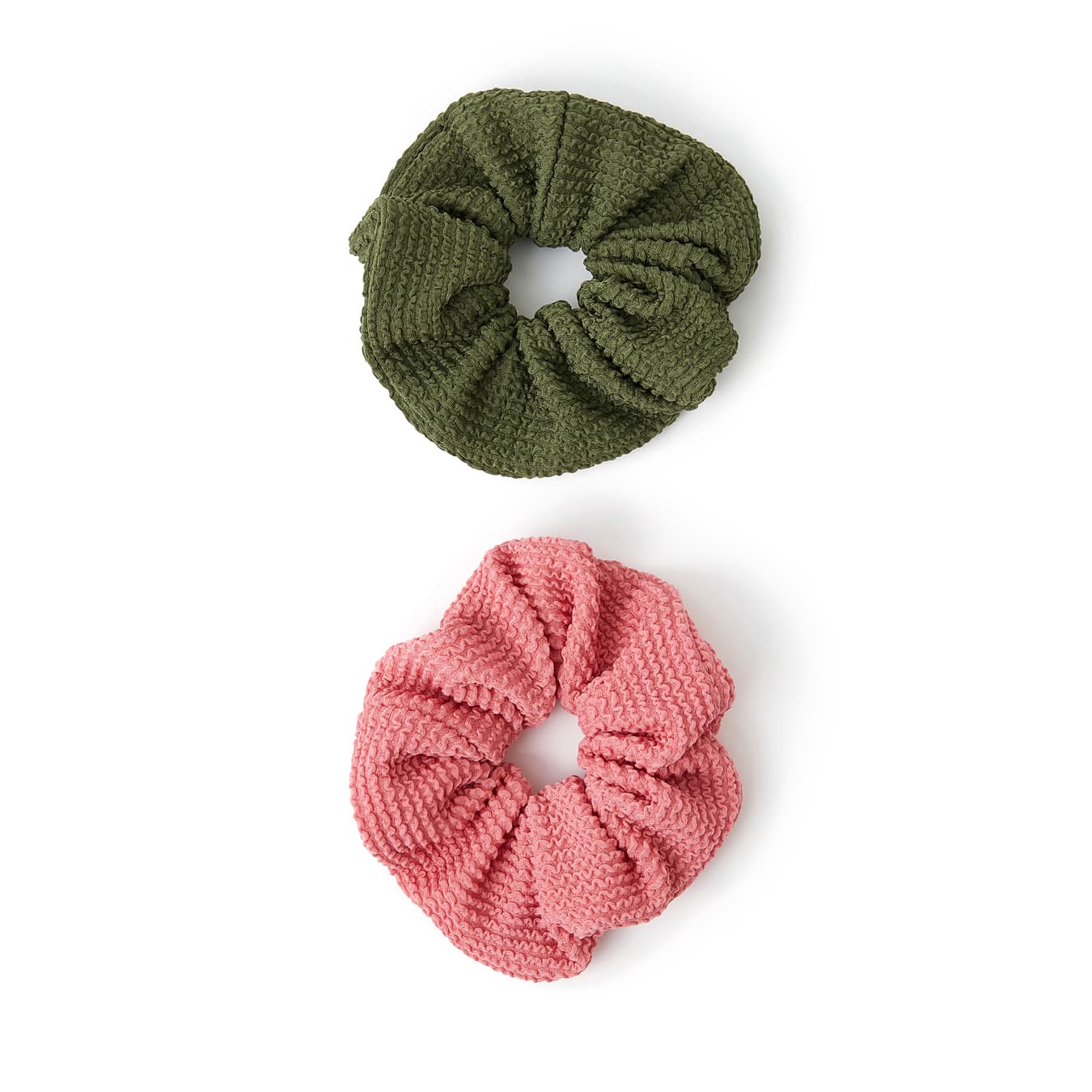 Women's Multicolor Textured Large Hair Scrunchies Set of 2