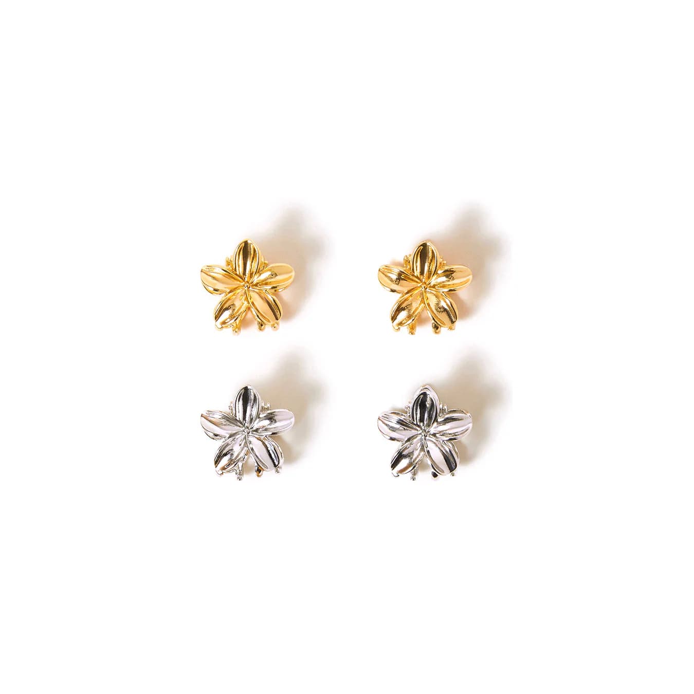 Women's Multicolor Mini Metal Flower Claw Clips Pack of 4