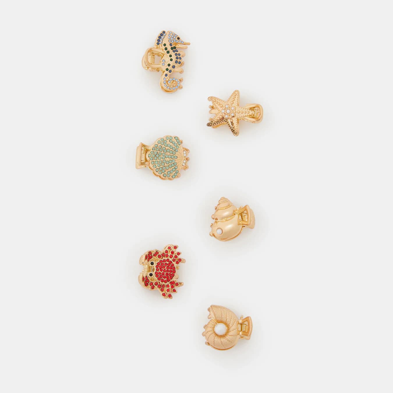 Women's Multicolor Mini Under The Sea Claw Clips Pack of 6