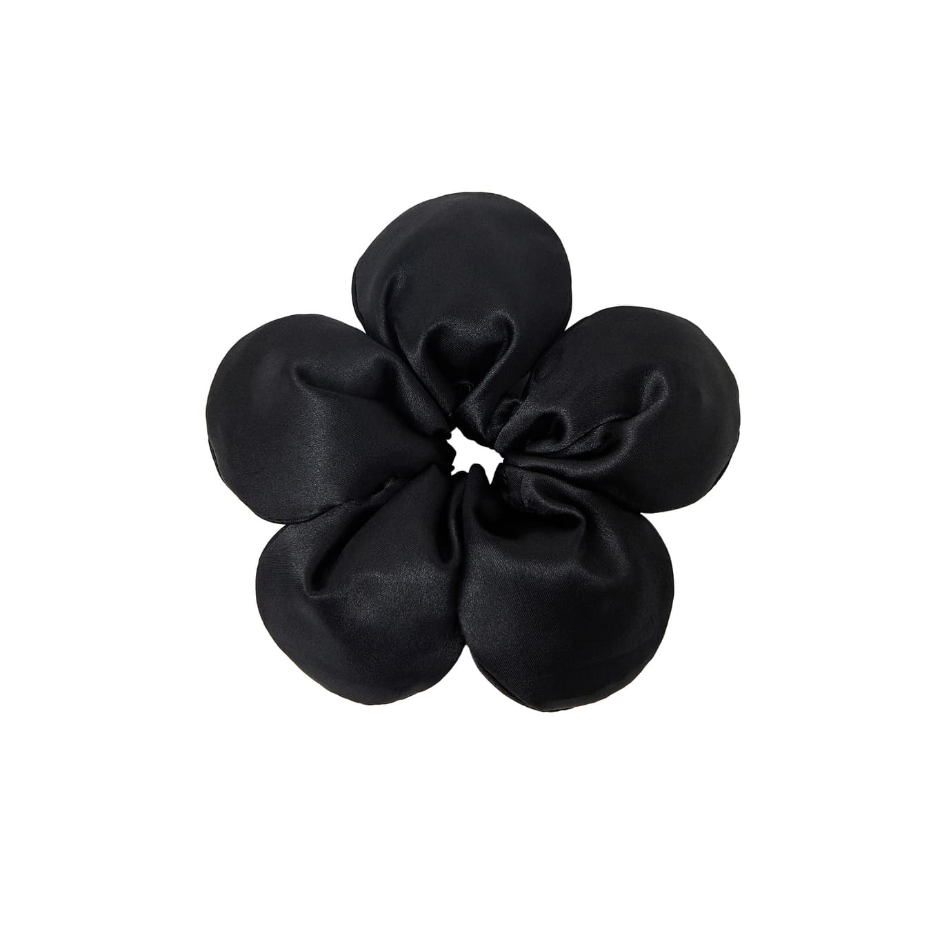 Women's Black Flower Satin Hair Scrunchie