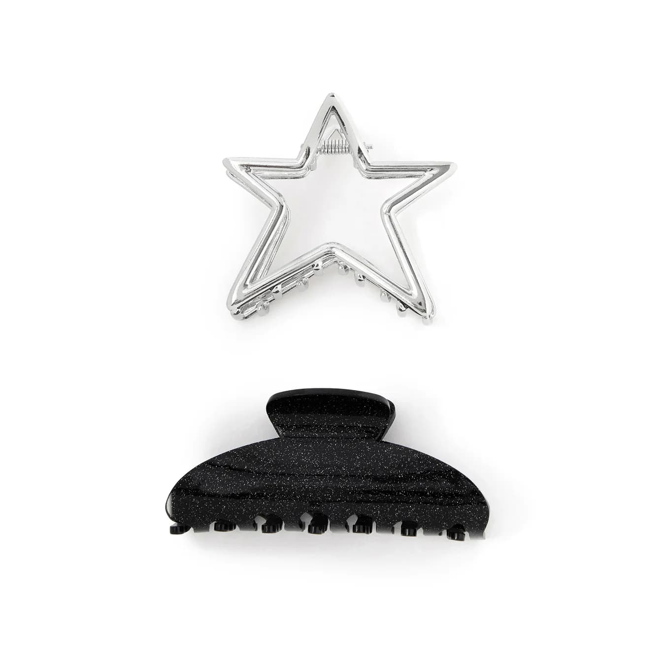 Women's Multicolor Glittery Star Hair Claw Clips Set of 2
