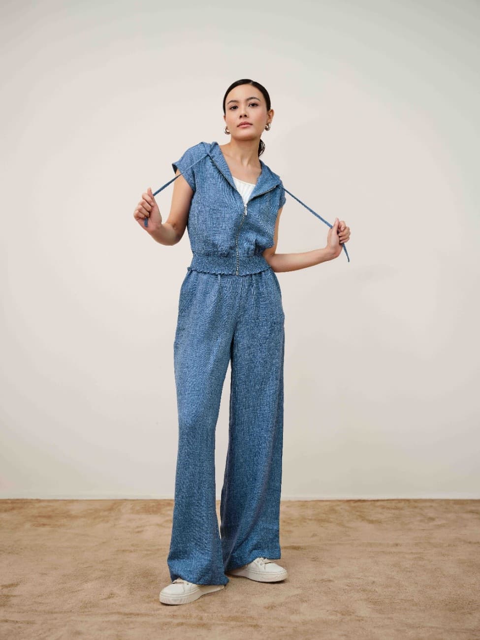 Women's Blue Casual Polyester Spread Collar Short Sleeves Casual Jacket