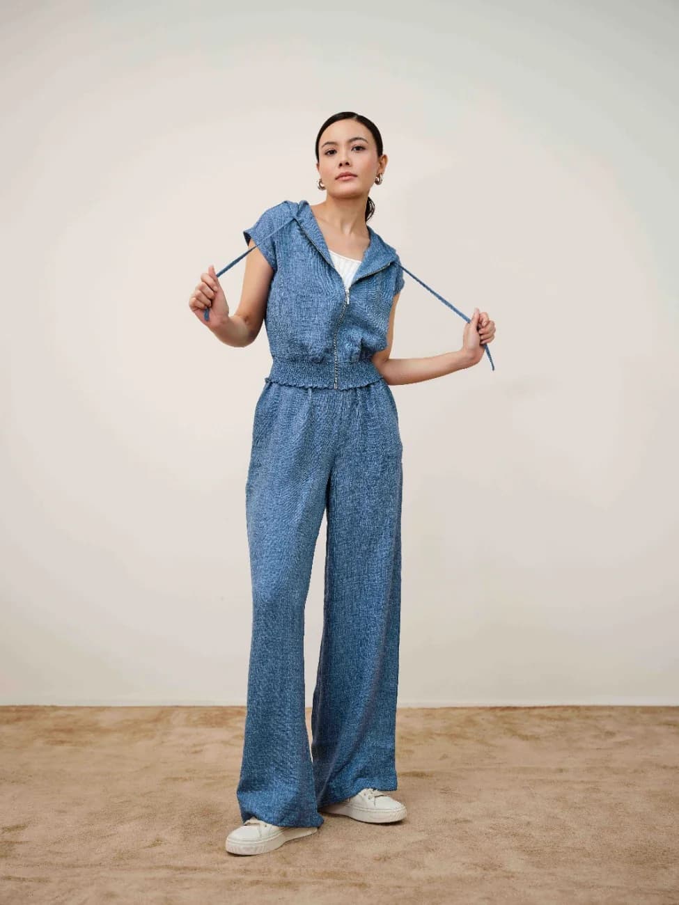 Women's Blue Casual Polyester Spread Collar Short Sleeves Casual Jacket