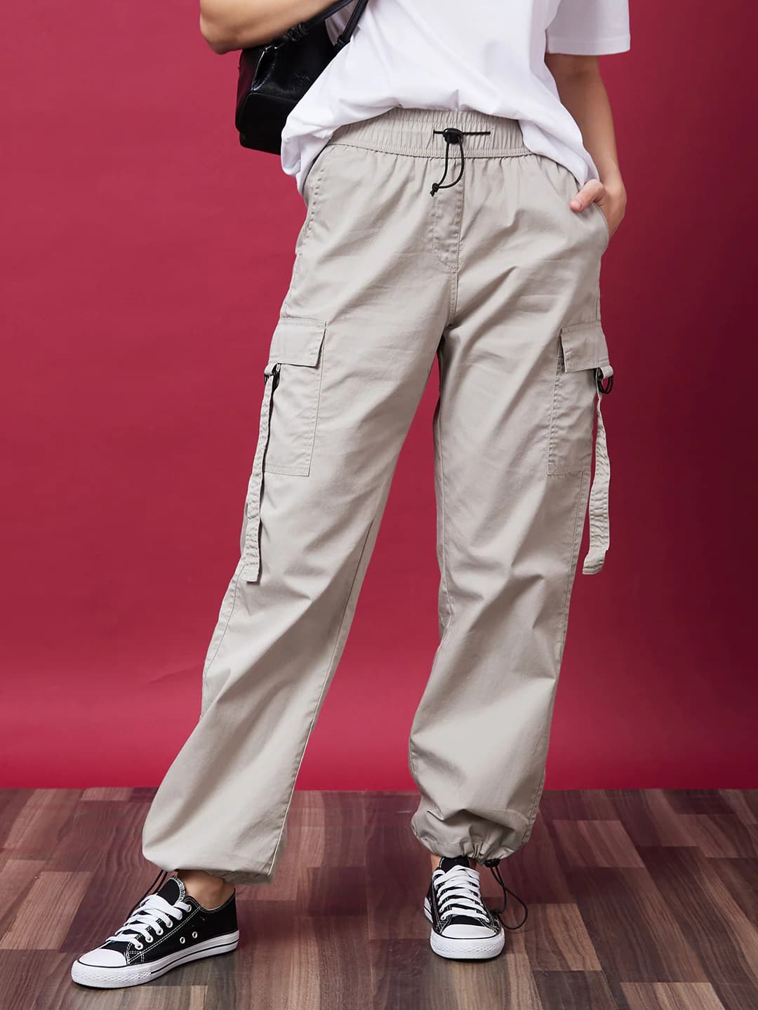 Women's Grey Casual Regular Fit Cargo