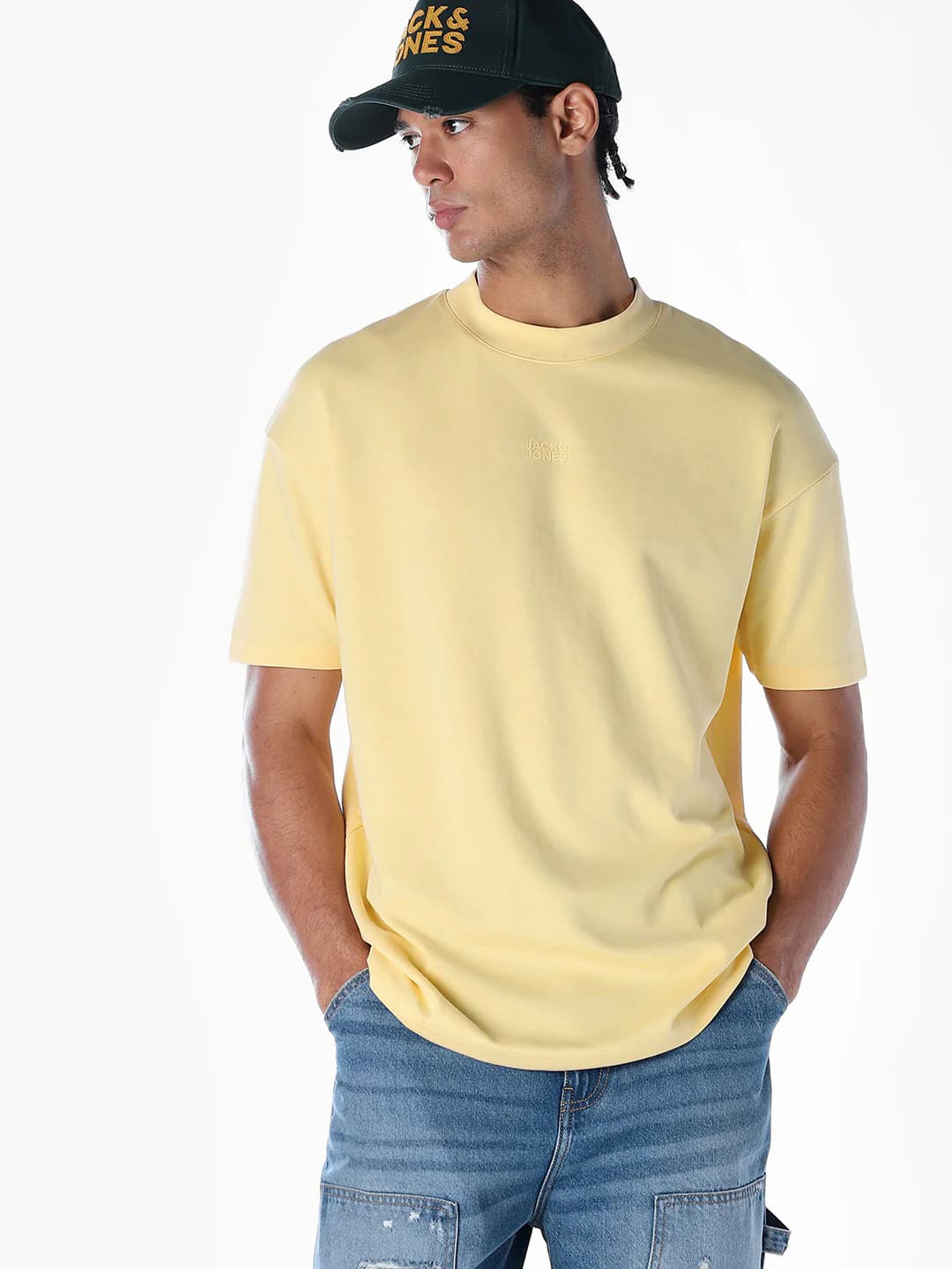 Men's Yellow Casual Half Sleeves Solid Tshirt