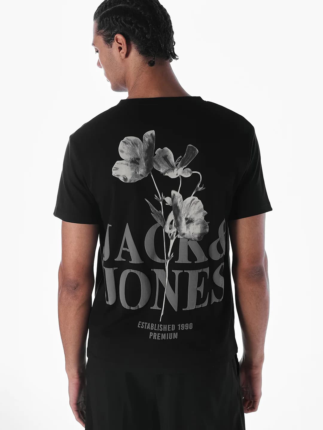 Men's Black Casual Half Sleeves Typography Tshirt