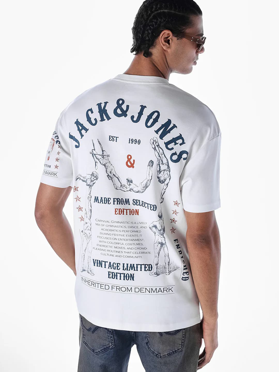 Men's White Casual Half Sleeves Typography Tshirt