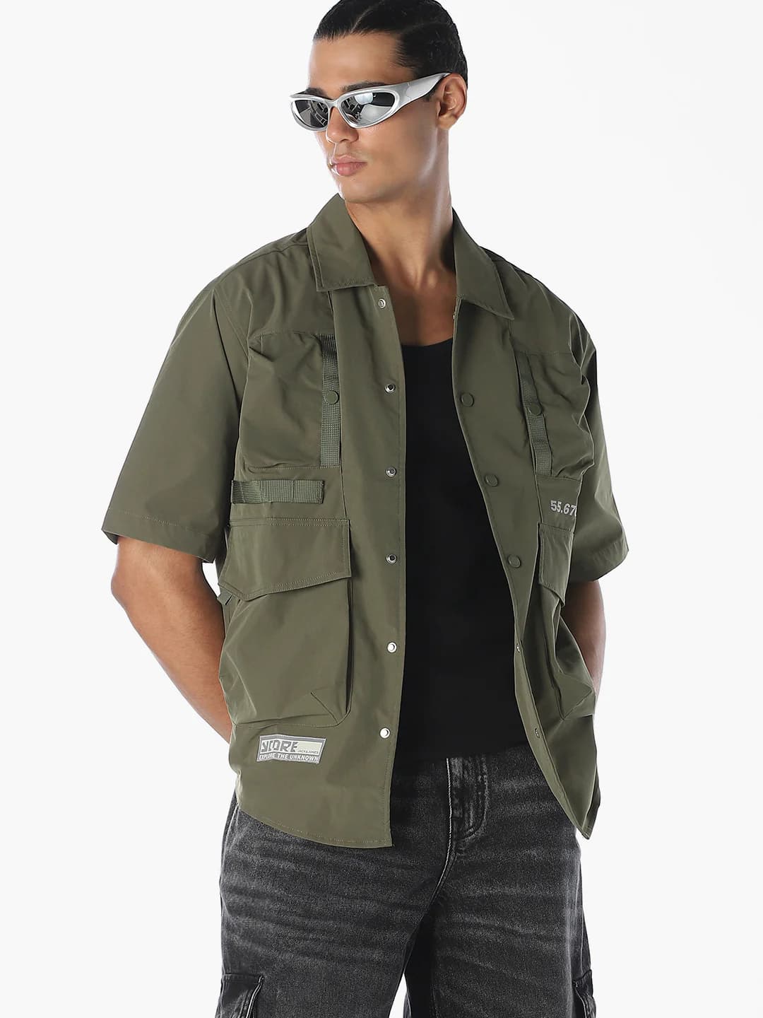 Men's Green Casual Half Sleeves Solid Shirt