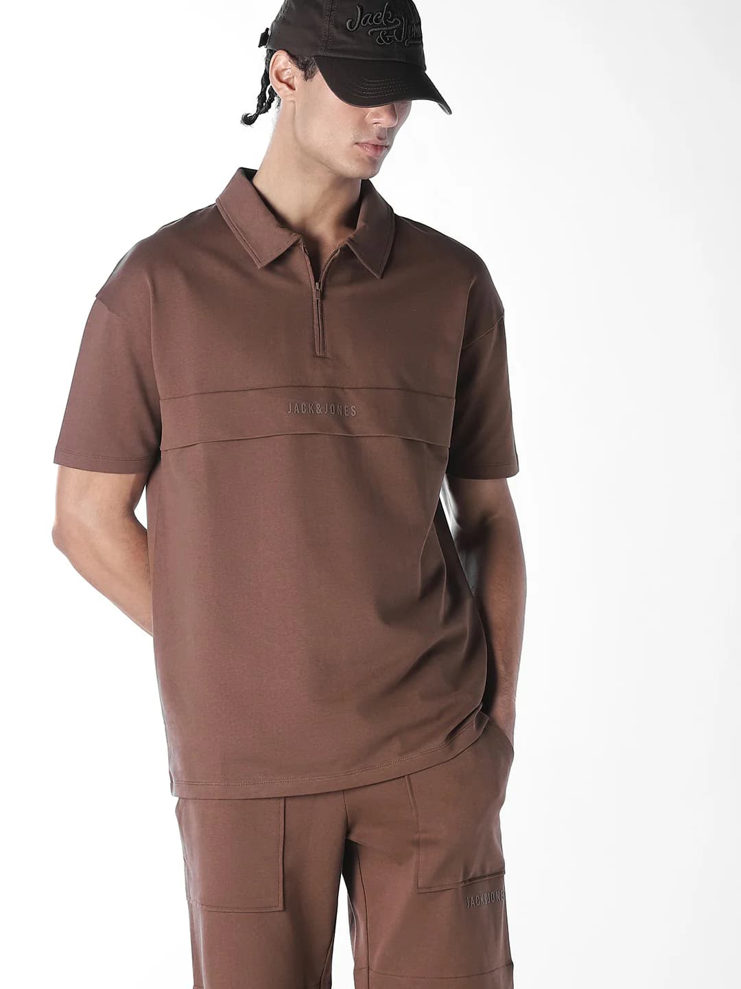 Men's Brown Casual Half Sleeves Solid Polo Tshirt
