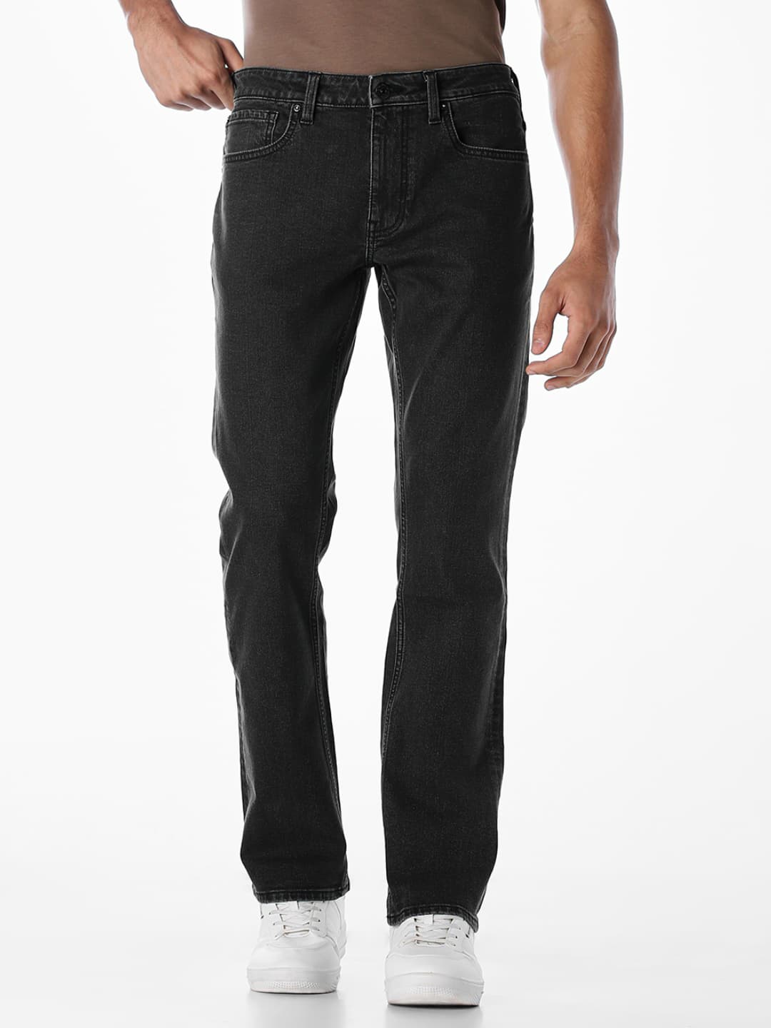 Men's Black Casual Regular Fit Low Rise Clean Look Jeans