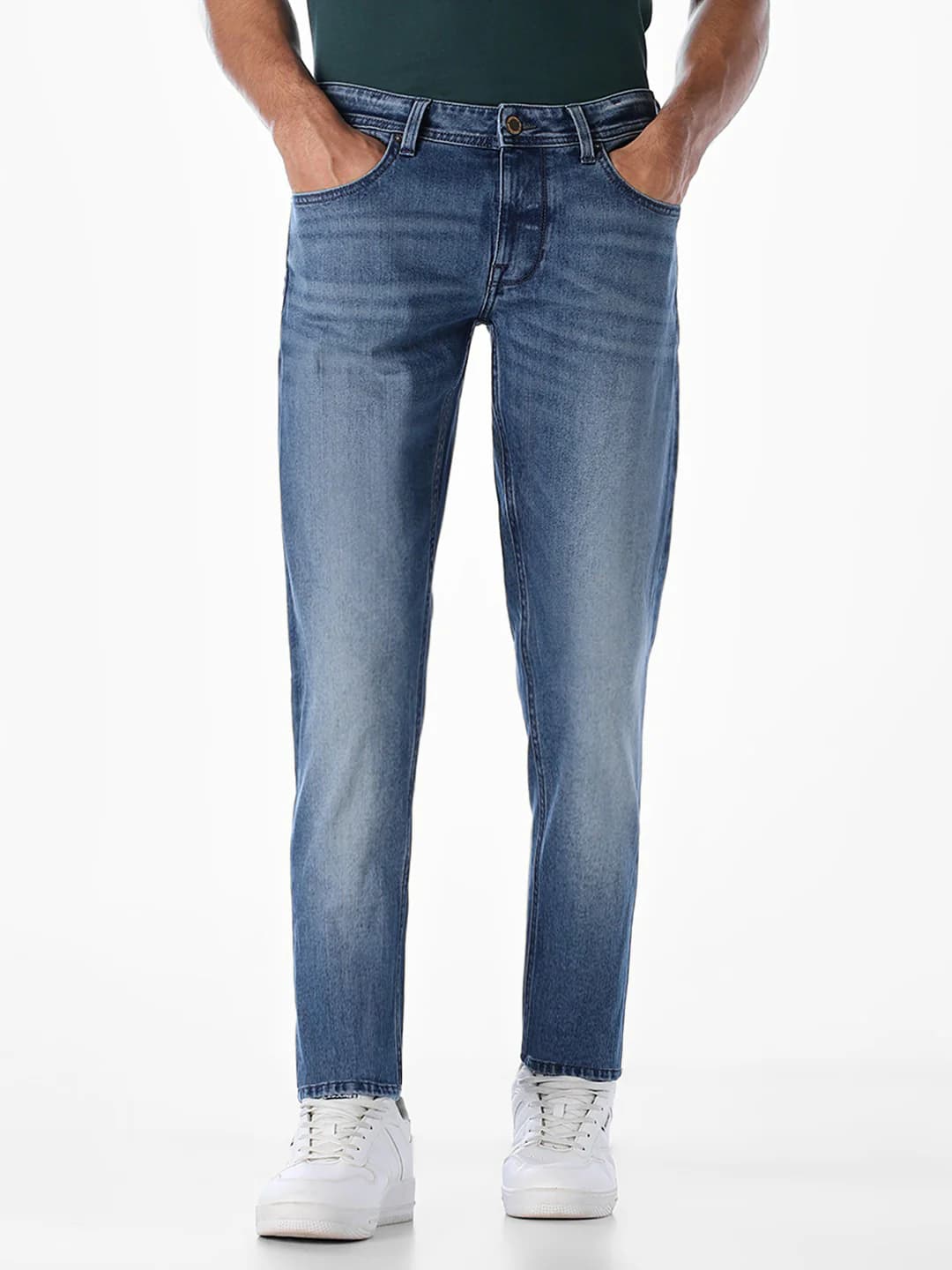 Men's Blue Casual Slim Fit Low Rise Clean Look Jeans