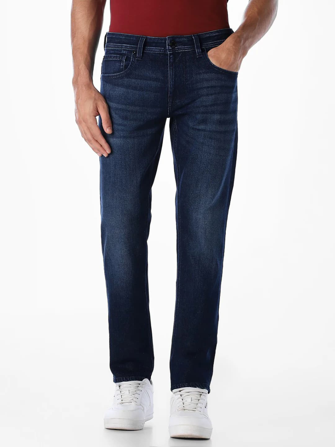Men's Blue Casual Slim Fit Low Rise Clean Look Jeans