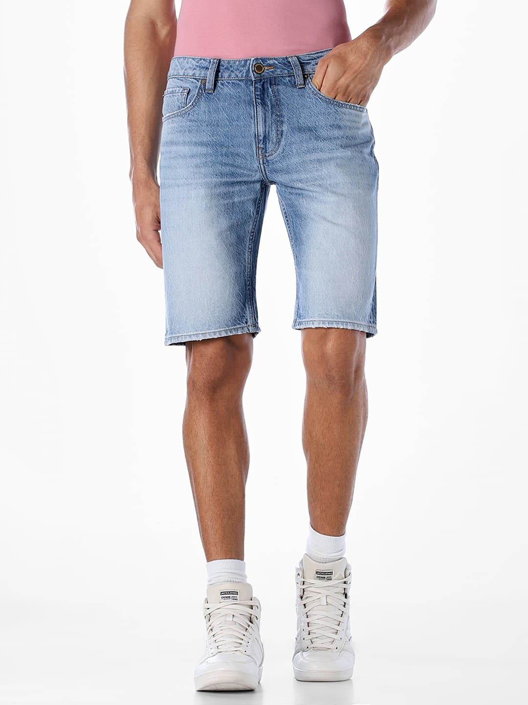 Men's Blue Casual Regular Fit Low Rise Clean Look Shorts
