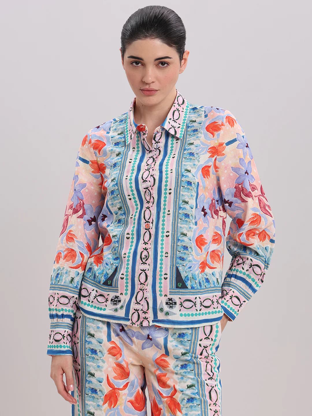 Women's Multicolor Casual Full Sleeves Floral Shirt