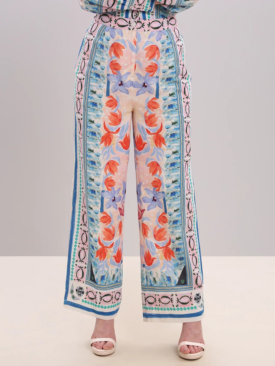 Women's Multicolor Casual Straight Fit High Rise Trouser