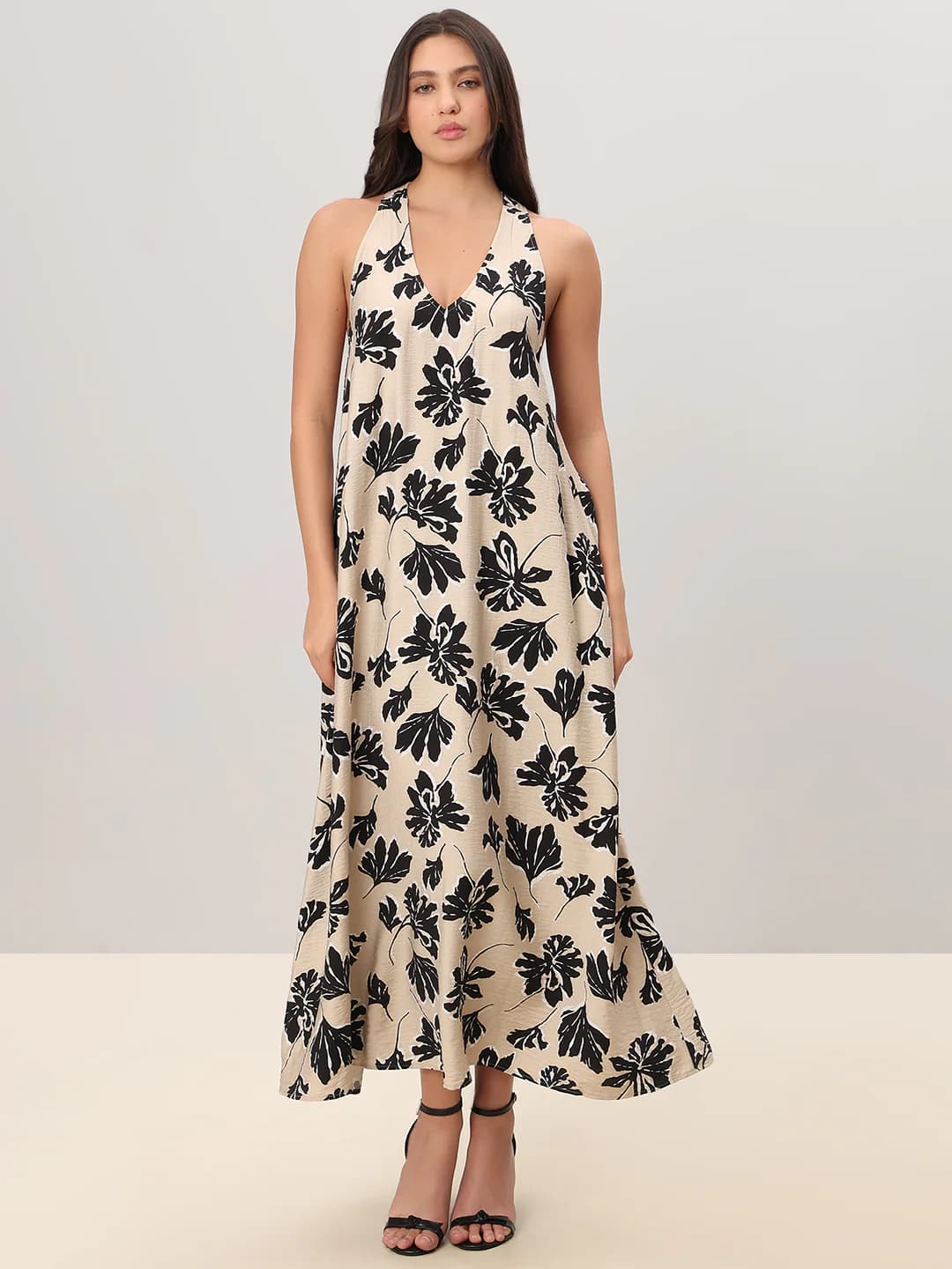 Women's Grey Casual A-Line Sleeveless Dress