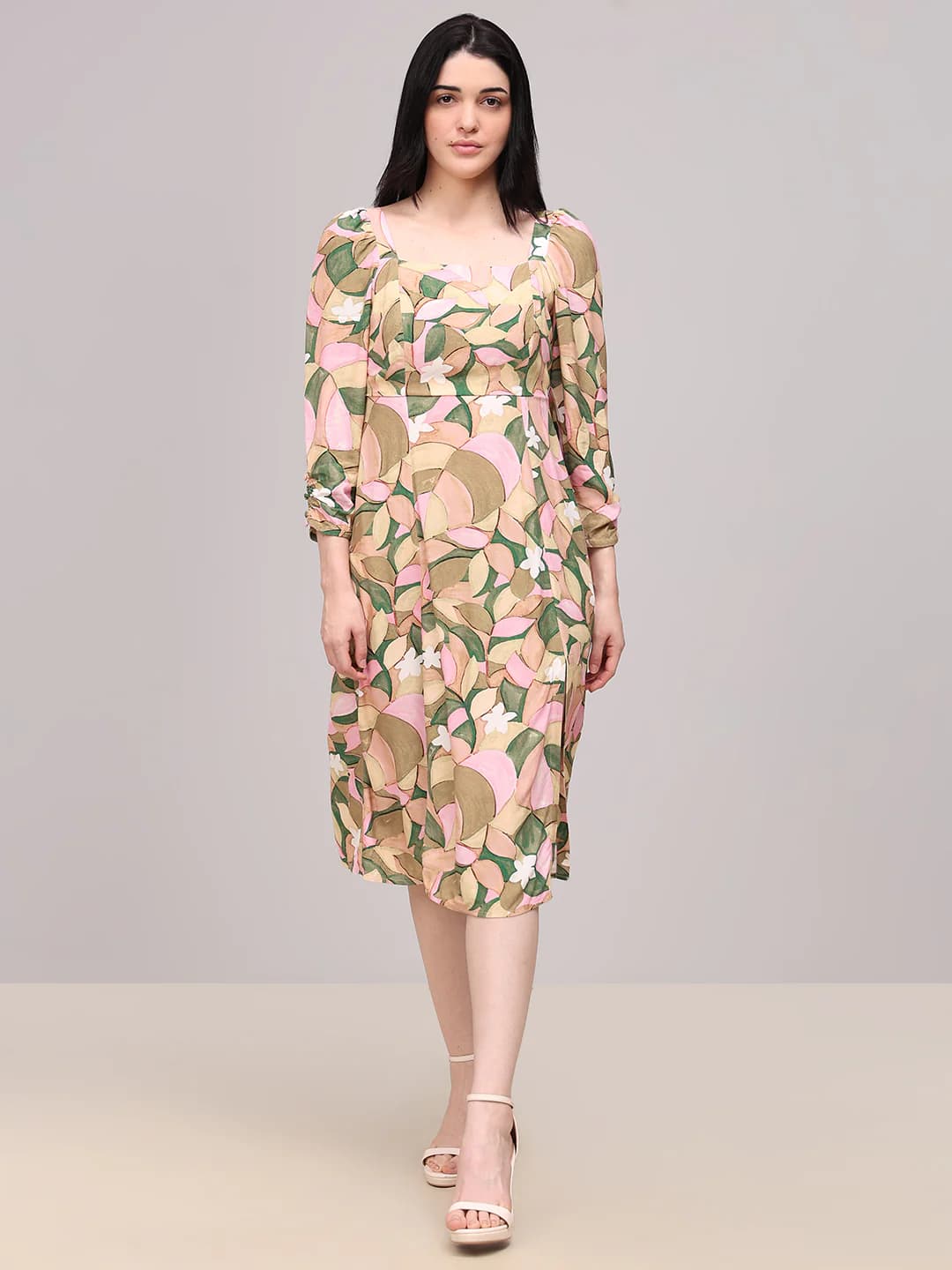 Women's Multicolor Casual Fit & Flared Full Sleeves Dress