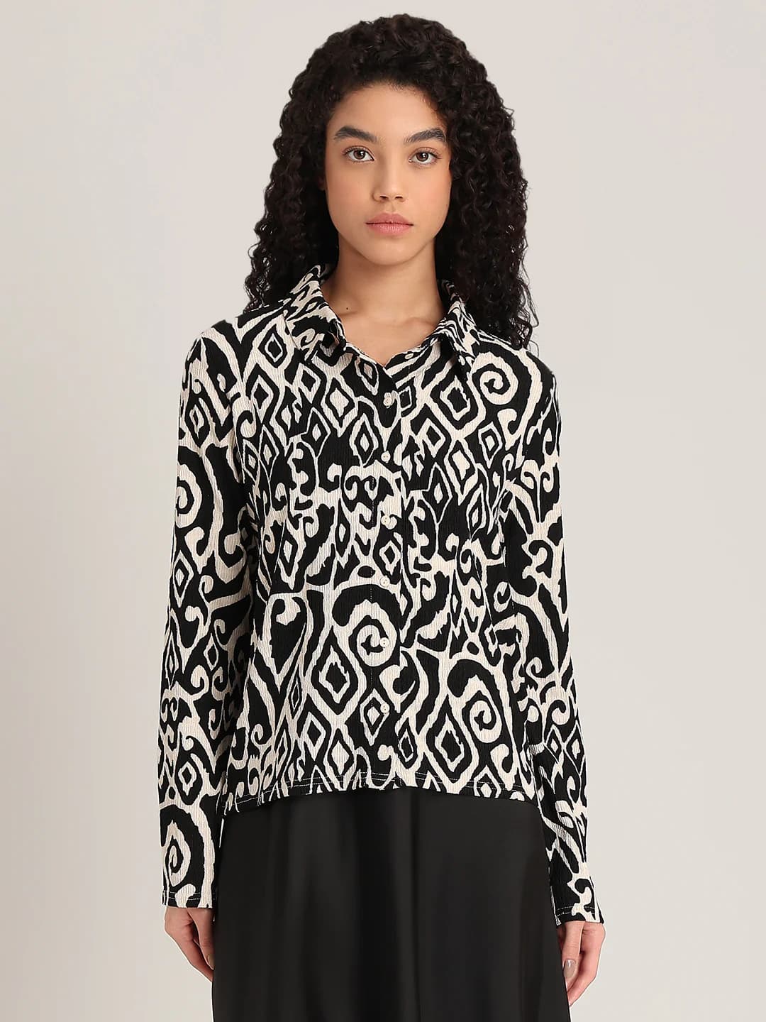 Women's Black Casual Full Sleeves Shirt