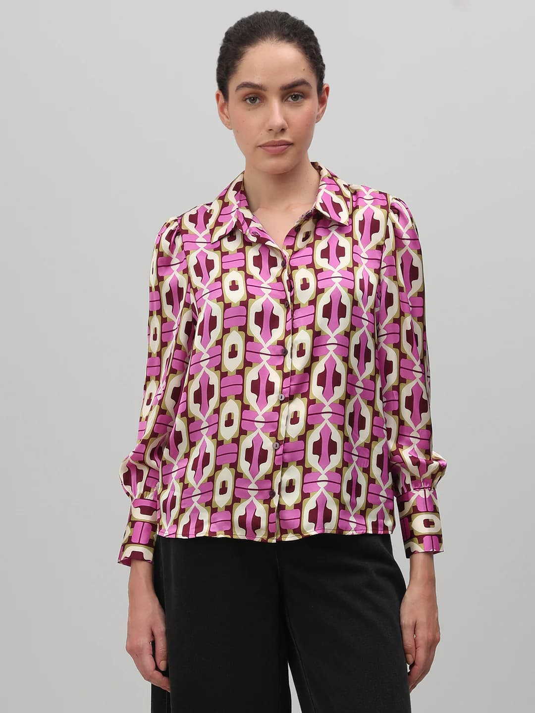 Women's Pink Casual Full Sleeves Shirt