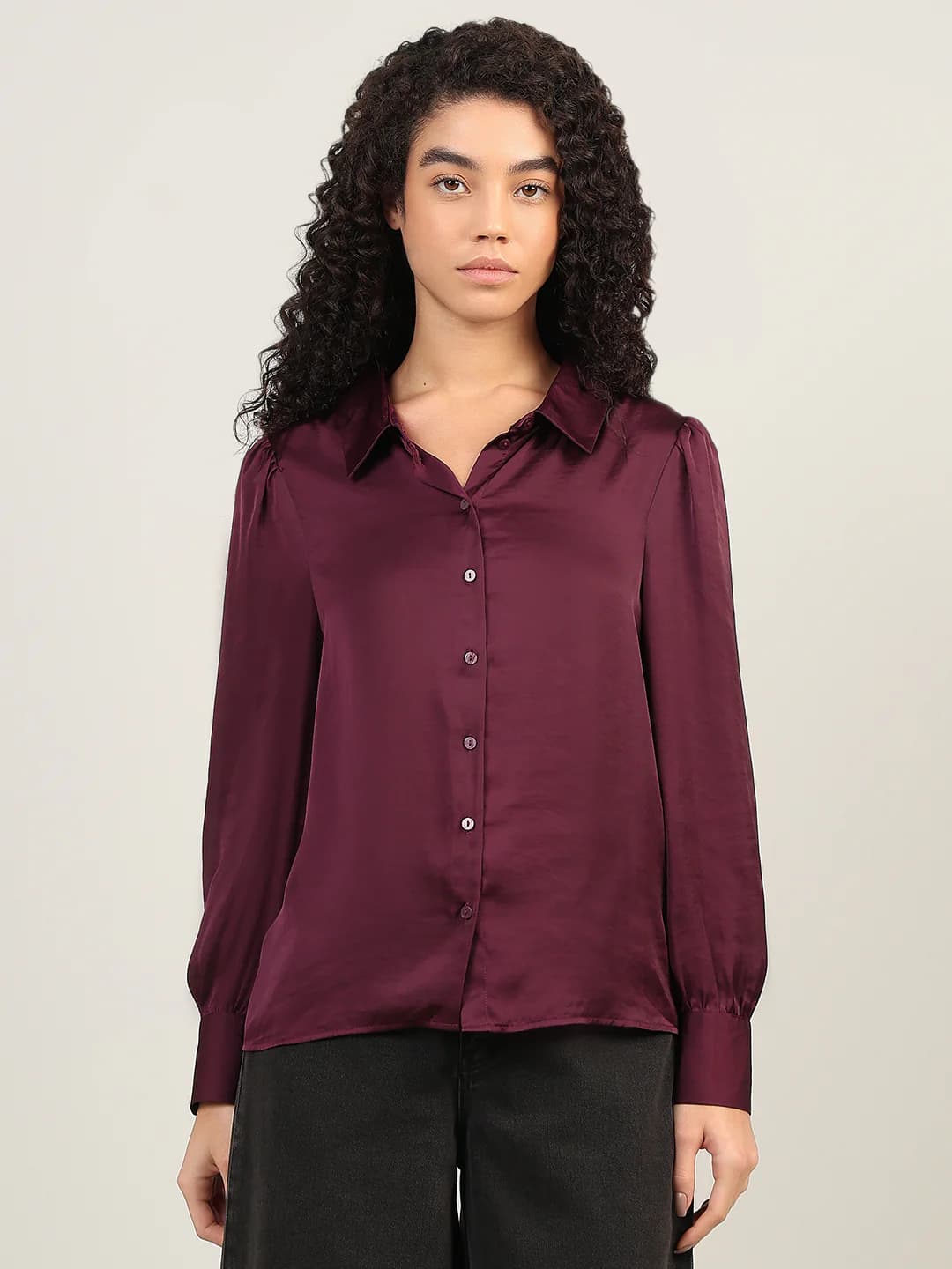 Women's Red Casual Full Sleeves Shirt