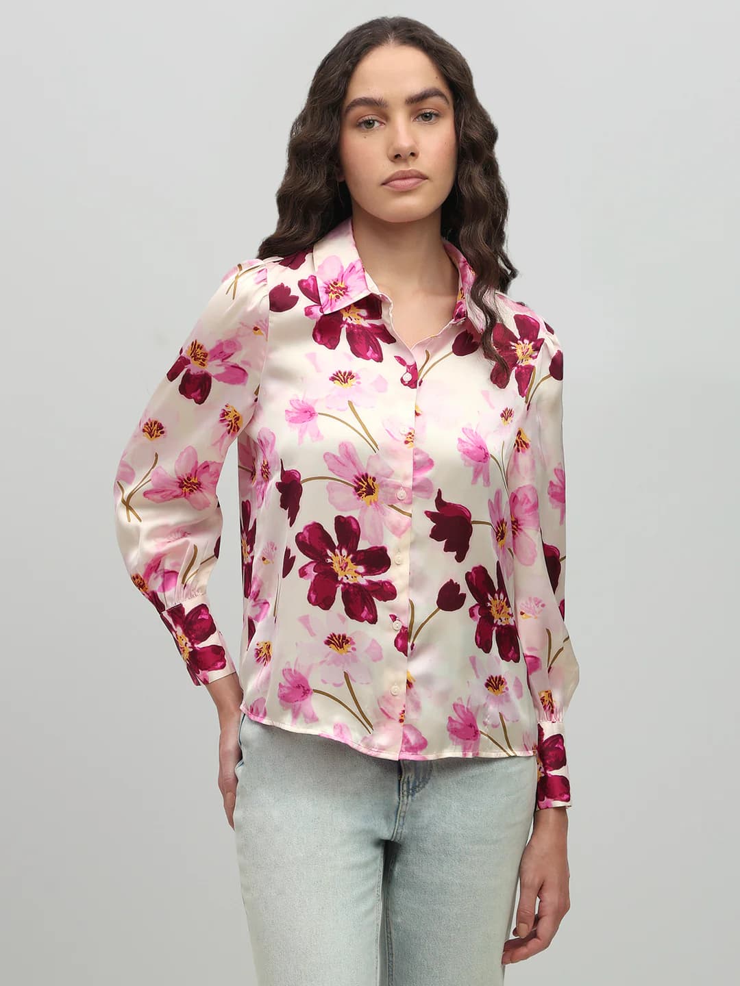 Women's Pink Casual Full Sleeves Shirt