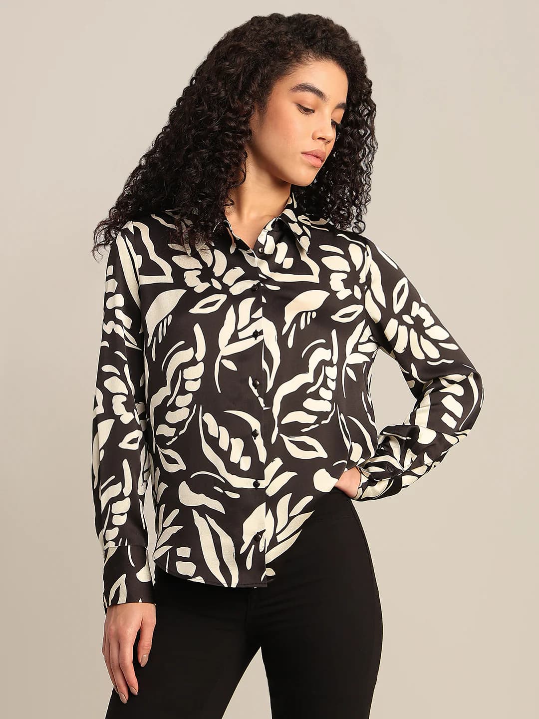Women's Black Casual Full Sleeves Shirt