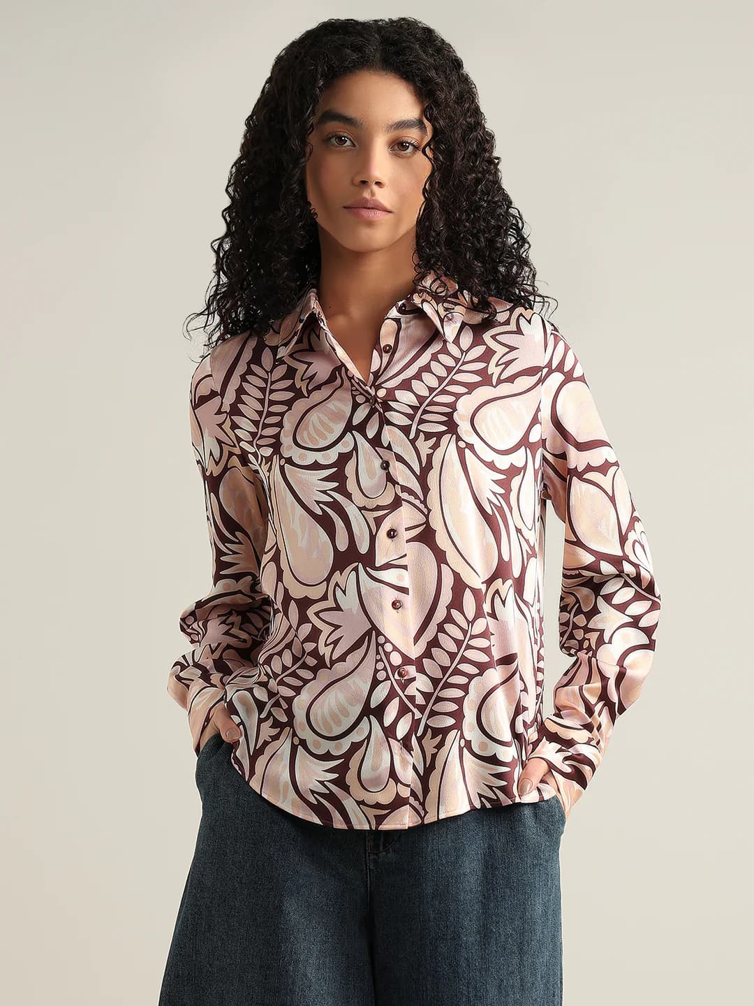 Women's Beige Casual Full Sleeves Shirt