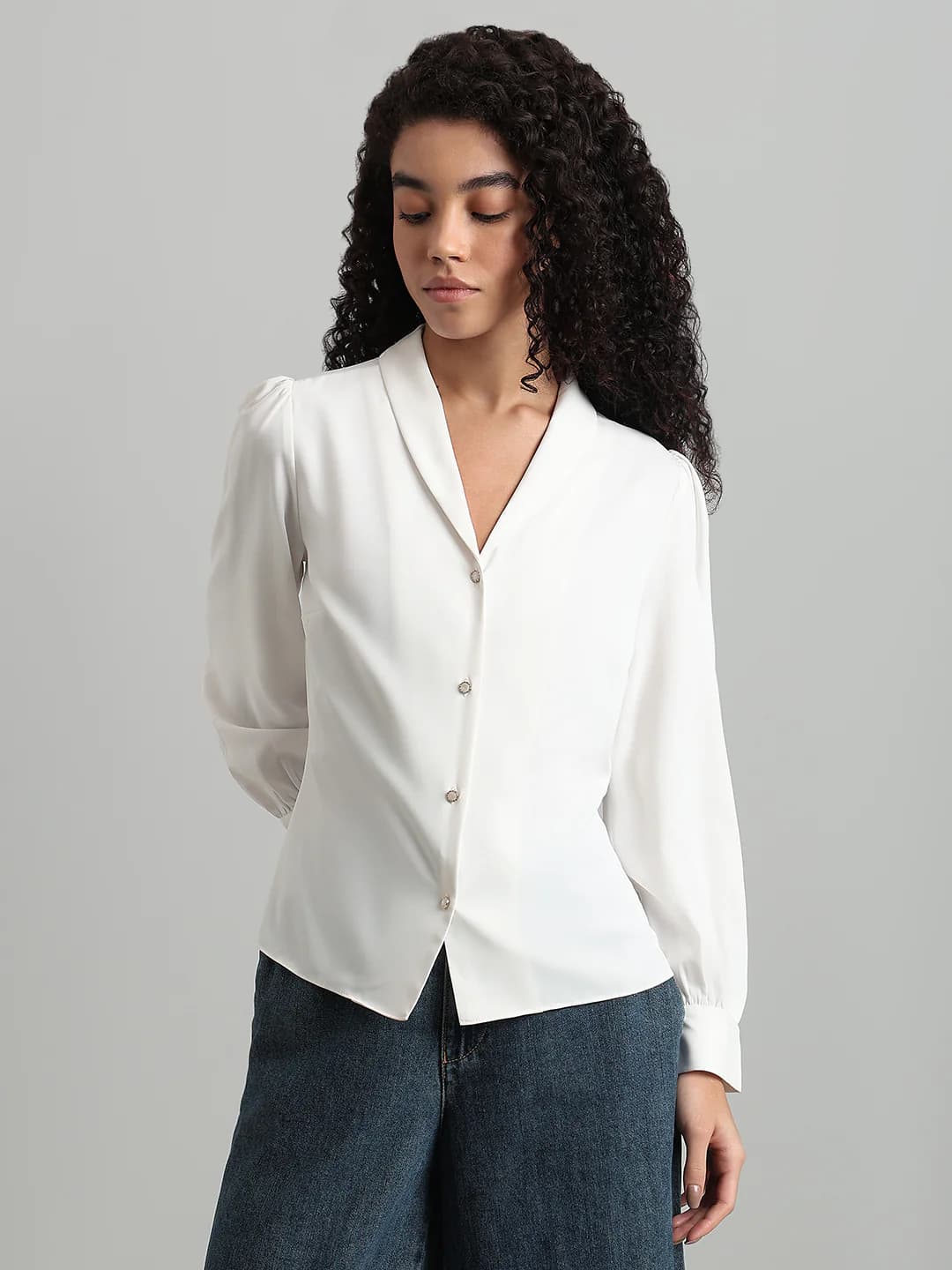Women's White Casual Full Sleeves Shirt